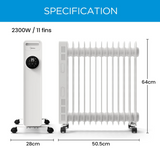 Midea Ölradiator NY2311-20MR 2300W Heizkörper Energiesparender,elektrische Heizung mit 11 Rippen, Thermostat,24-Stunden-Timer,3 Heizstufen mit Fernbedienung,Kipp- und Überhitzungsschutz,ECO-Modus